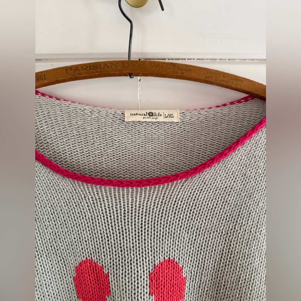 NEW Natural Life Carson Gray Smiley Face Pullover Sweater L/XL Relaxed Fit - Picture 4 of 4